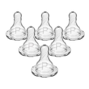 Dr. Browns Natural Flow Preemie Flow Narrow Baby Bottle Silicone Nipple, Slowest Flow, 0m+, 100% Silicone Bottle Nipple, 6 Count(Pack of 1) (1 Preemie Flow, Slowest Flow, 0m+)
