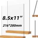 Acrylic Sign Holder with Wood Base 8.5x11 Inch Vertical and Slant Displays (2 Pack 8.5*11")