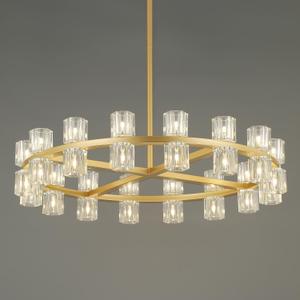 32-Lights Crystal Chandelier | Dia 33 Inch Round Chandeliers for Dining Room Over Table | Gold Dining Room Light Fixture Apply to Living Room | Foyer | Entryway | 32 X G4 Bulbs (Included), Round D33'' 32-Lights