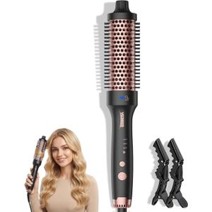 Thermal Brush for Hair Volume Boost, Upgraded 1.5 Inch Heated Curling Brush for Fast Styling & Blowout Look, 2 Negative Ion Release to Smooth Frizz, Airflow Heat & Dual PTC Technology Hair Tool