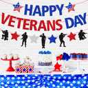 2 x Happy Veterans Day Banner Blue Red Veterans Day Decorations America Patriotic Army Military Soldier Thank You Veterans Theme Dcor Remember and honor Veterans Day Party Supplies