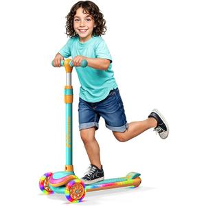 3-Wheel Kids Scooter with Multi-Color Lights on Deck & Wheels – 5-Height Adjustable Handlebar, Wide Anti-Slip Deck, Child Safety Certified, Boys & Girls Ages 3+ Supports Up to 150 lbs