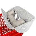 Love&go Soft Pillow Attached 2-in-1 Shopping Cart and High Chair Cover for Baby, Cotton Padded Cart Cover, Fold'n Roll Style, Portable with Carry Bag (Gray Chevron)