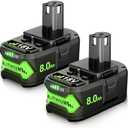 2Packs Upgraded 8.0Ah Replacement for Ryobi 18V Battery Compatible with Ryobi 18 Volt Battery Li-ion ONE+ Plus P102 P103 P104 P105 P106 P108 P107 P109 PBP002 PBP003 PBP004 PBP005 RB18L50 BPL1820 Tools