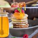 Honey Jar with Dipper and Lid Cover Crystal Beehive Glass Honey Pot for Home Kitchen, Clear Gorgeous Bee Decor, 17 Oz