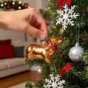 WDS WONDROUS Puppy Ornaments for Christmas Tree, Glass Dog Ornament Cute, Unique Gold Christmas Decor, Xmas Ornaments for Tree Winter Holiday Decor(3.54)