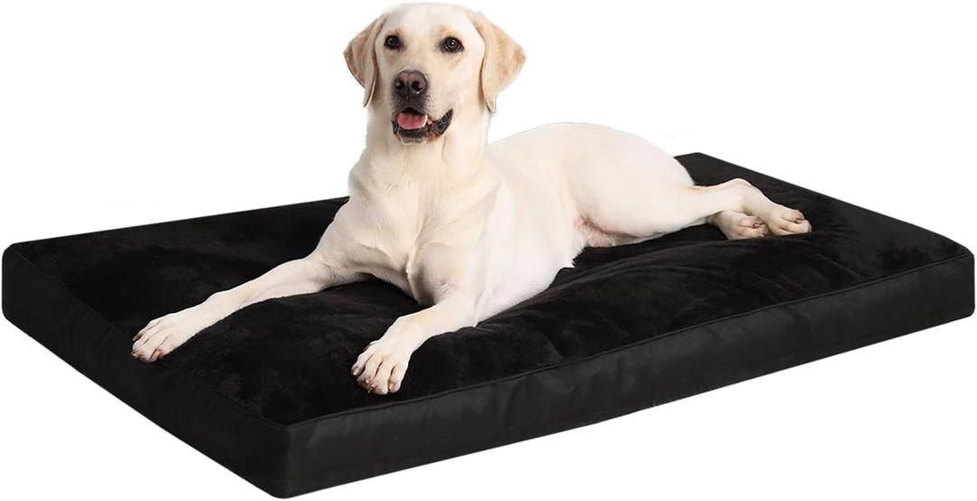 Dog Crate Bed Waterproof Deluxe Plush Dog Beds with Removable Washable Cover Anti-Slip Bottom Pet Sleeping Mattress for Large, Medium, Jumbo, Small Dogs, 35 x 22 inch, Gray