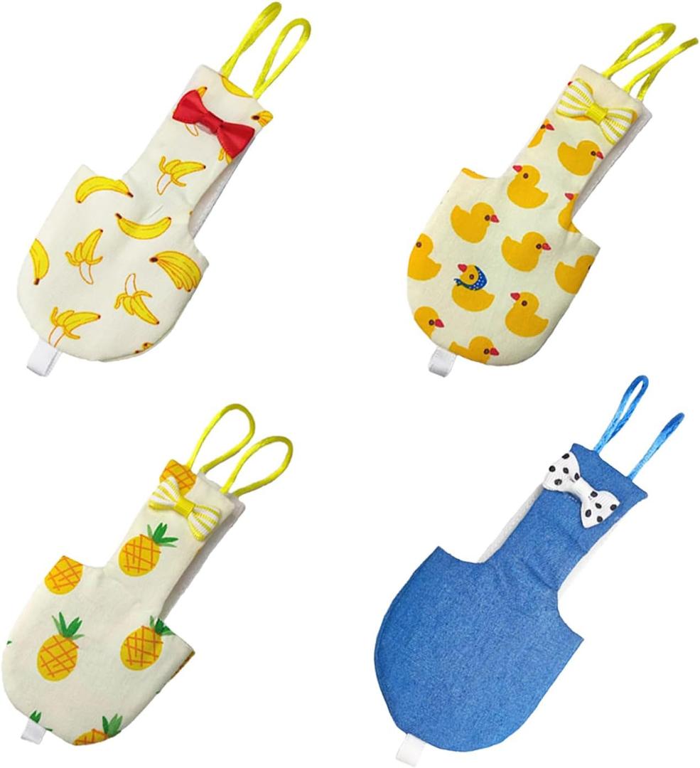 4 Pcs Bird Diaper Parrot Nappy Reusable Flight Suit with Waterproof Inner for Parakeet Cockatiel Mini Macaw Budgie Canary Cute Style (M)