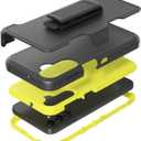 Rugged Phone Case for Samsung Galaxy A24 4G, with Belt Clip Holster & Kickstand Heavy Duty Shockproof Protective Full Body Case Cover for Samsung Galaxy A24 4G Phone (Black+Yellow)