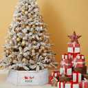 Weysat 30" Wooden Tree Collar Box Christmas Tree Skirt Collar Christmas Decoration Farmhouse Xmas Stand Cover Natural Wood Rustic Hexagon Xmas Base Cover 6-Piece Fit Below 29.5"(White Rustic)