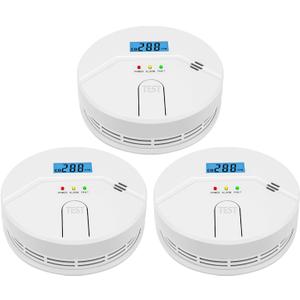3 Packs, Smoke and CO Alarm,Smoke and Carbon Monoxide Detector,2 in 1,Smoke Detector Carbon Monoxide Detector Combo,85 db Alarm