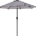 Blissun 9' Outdoor Patio Umbrella, Outdoor Table Umbrella, Yard Umbrella, Market Umbrella with 8 Sturdy Ribs, Push Button Tilt and Crank (Black & White Stripe)
