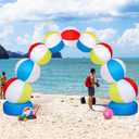Inflatable Arch 8 ft Summer Beach Ball Party Arch Rainbow Beach Party Decoration Inflatable Pool Favors for Indoor Outdoor Lawn Yard Garden Decoration (Blue)