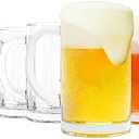 3 Pack Heavy-Duty Glass Mugs - 16oz Beer Glasses, Large with Handle, Freezer Safe, Classic Beer Mug Set for Bar & Beverages