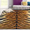 Naanle Tiger Print Area Rug 5'x7' Animal Print Polyester Area Rug Mat for Living Dining Dorm Room Bedroom Home Decorative