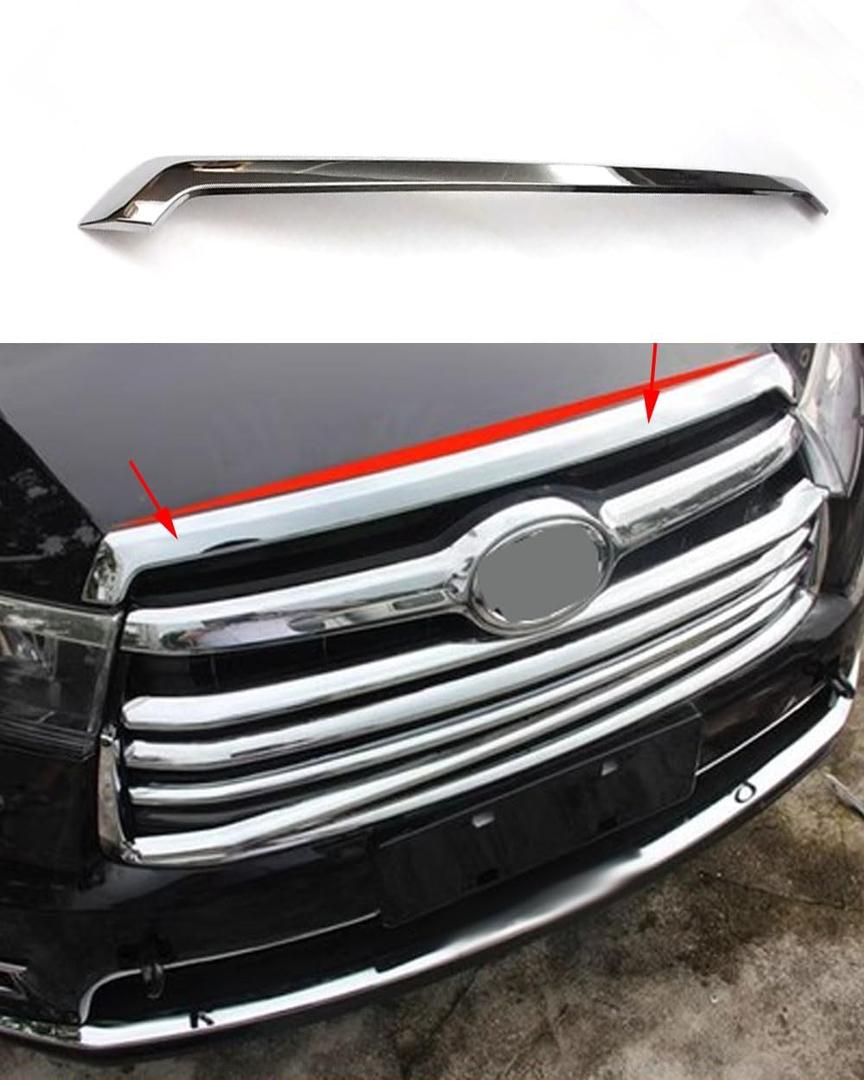 Car Accessories Fit for Toyota Highlander ABS 2015 2016 2017 2018 2019 Chrome Front Hood Grill Cover Bonnet Trim 1PC
