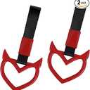 2 Pieces Rear Bumper Warning Ring Car Mirror Hanging Ornament, Home Christmas Tree Party Decoration Handle Ring Subway Bus Handle Straps for Car Interior Exterior Decoration (Red)