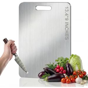 Titanium Cutting Board - 2026 New 100% Pure Titanium Cutting Boards, Food-Grade,Non-Slip Surface, Dishwasher Safe, Elegant Serving Tray, for Charcuterie, Meat, Vegetables, Easy Clean, 13.4"x9"