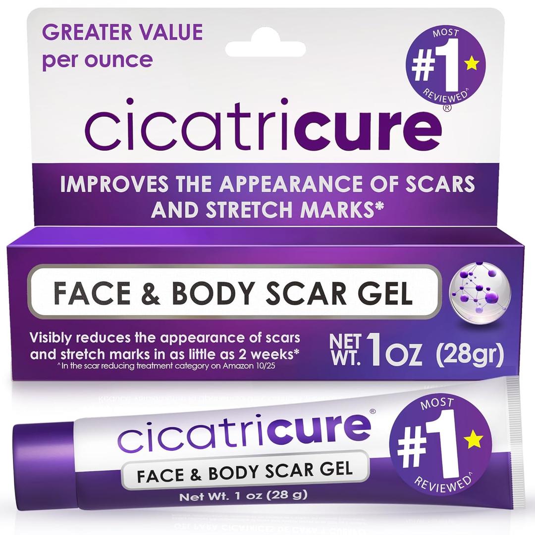 Cicatricure Advanced Scar Gel for Face & Body  Proven Results in 2 Weeks, Scar Treatment for Surgical Scars, Stretch Marks, Scars of Burns and Injuries, Acne Scar Treatment, 1 oz (28 g)
