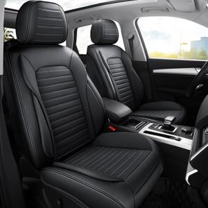 Car Seat Covers Full Set Black, Luxury Nappa Leather Seat Covers for Cars, Breathable and Waterproof Automotive Seat Covers, Universal Anti-Slip Seat Protector Fit for Most Cars (Black, Full Set)