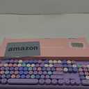 Colorful Wireless Bluetooth Keyboard, 2.4G & Dual Bluetooth Multi-Device, Typewriter Retro Round Keycaps 104 Keys Full-Size for PC Laptop Tablet Phone (Purple)