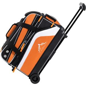 GoHimal Double Roller 2 Ball Bowling Bag with Separate Shoe Compartment for Bowling Shoes (Up To US Men Size 15) and Abundant multifunction Accessory Pocket, Upgraded fabric, Retractable Handle - Extends to 40", One Size
