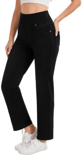 High Waisted Stretchy Jeans for Women, Straight Leg Tummy Control Jeggings | Pull-On Denim Pants, 4 Functional Pockets for Casual Everyday Comfort, XL