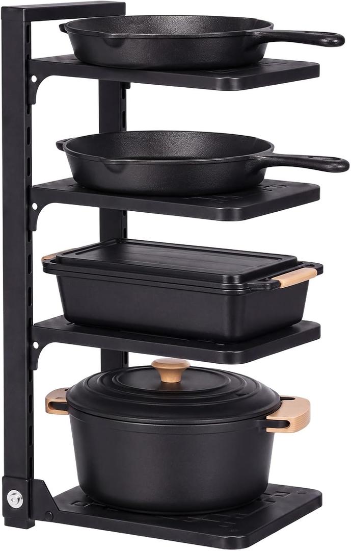 1 Pack 4Tier Pot Pan Organizer Under Cabinet Adjustable Heavy Duty
