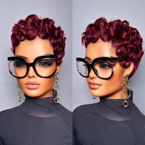 Pixie Cut Wig Human Hair for Black Women Short Pixie Cut Wigs Natural Looking 100% Real Human Hair Wigs Glueless Full Machine Made Wigs for Black Women (C-025 99J)