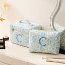 HBselect 2Pcs Blueflower Initial Makeup Bag Personalized Quilted Cosmetic Bag, Style: C