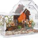 Jumping Spider Enclosure, Acrylic Cabin Terrarium with Sloped Roof & Magnetic Front Door, for Arboreal Pets, Mantis, Small Reptile Habitat (Transparent Color, L 7.9",W 3.9",H 5.9")