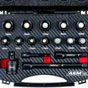 AKM TOOL 3/8 Inch Drive Magnetic Impact Socket Set, 16-Piece Metric, 8mm-19mm, 6 Point, Cr-Mo, Square Drive, Magnetic Socket with Drill Bit Adapter, Universal Joint & Extension