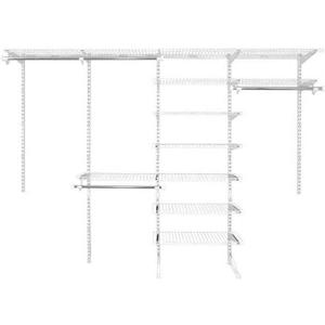 Rubbermaid Configurations Custom Closet Kit 6-10 Ft. Adjustable Metal Wire Shelving White Finish Expandable Organization System Hardware Included for Home Closet/Pantry/Laundry/Mudroom