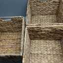 12x12x10in Water Hyacinth Storage Basket Large, Folding Cube Woven Wicker Storage Basket for Shelves, Pantry Baskets Organization and Storage, Kitchen Storage Baskets, Large Rattan Basket Set of 3