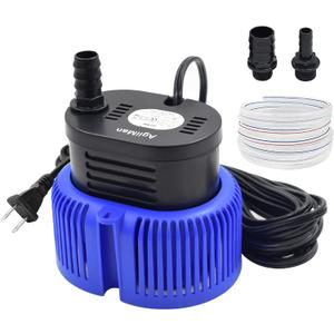 AgiiMan Pool Cover Pump Above Ground - Submersible Swimming Sump Inground Pump, Water Removal with 16' Drainage Hose and 25 Feet Power Cord, 850 GPH, 3 Adapters (Blue)