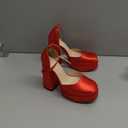 VETASTE Womens Platform Heels Chunky High Heels Ankle Buckle Strap Pumps Party Wedding Dress Shoes Red