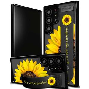 Compatible for Samsung Galaxy S24 Ultra Case Cute with Strap Stand Finger Kickstand, Designer Cool Silicone Cases Funda Cover - Yellow Sunflower Compatible for Samsung Galaxy S24 Ultra Case Cute with Strap Stand Finger Kickstand, Designer Cool Silicone Cases Funda Cover - Yellow Sunflower