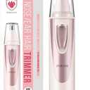 Ear and Nose Hair Trimmer Clipper - 2025 Professional Painless Eyebrow & Facial Hair Trimmer for Men Women, Battery-Operated Trimmer with IPX7 Waterproof, Dual Edge Blades for Easy Cleansing Rose Pink