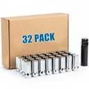 JiiinMiiin 32pcs M14x2.0 Lug Nuts Chrome with 7 Spline Tuner, 14x2 Locking Lugnut 2 inch Length with 1 Socket Key, 60 Degree Conical/Cone Bulge Seat Closed End.