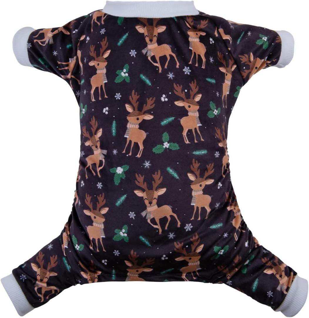 CuteBone Soft & Stretchy Dog Christmas Pajamas - Cozy Pet Jammies Breathable Jumpsuit for Small Dogs - All-Season Comfy Outfit Easy-On Pullover Design - Keeps Pets Warm & Comfortable P256M (Medium, A06-Reindeer)