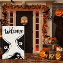 2 x Halloween Peeking Monster Garden Flag, Welcome Garden Flag Halloween Yard Double Sided Burlap Holiday Farmhouse Home Outdoor Yard Decor 12 x 18 In