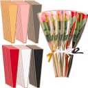 Kosiz 300 Pcs Single Rose Sleeve 6 Colors Plastic Packaging Flower Wrapping Bags Waterproof Gold Edge Bouquet Bags Floral Arranging Supplies for Mother's Gift Valentine Gift