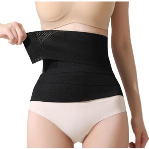 SUJAYU Waist Trainer for Women Lower Belly Fat, Belly Wrap Tummy Control Shapewear, Faja Body Shaper (Black, M)