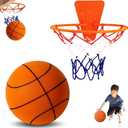 Silent Basketball and Hoop Set, Silent Basketball, 2025 Upgrade Quiet Foam Indoor Training Ball, No Noise with Wall Mount Hoop Silent Ball Professional Indoor Basketballs Frame(No.5-8.66")