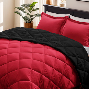 Red and Black King Comforter, Soft Bedding Sets for All Seasons - 3 Pieces - 1 Comforter (82"x42") and 2 Pillow Shams(22"x30")
