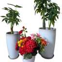 24,21,11 Inch Large Plastic Planters with Drainage Hole and Saucer - Set of 3 Tall Plant Pots Indoor Flower Pot Tall Round Planters Outdoor Large Tall Planter