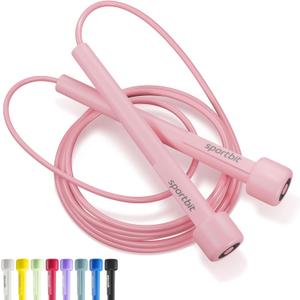 SPORTBIT Adjustable Jump Rope for Fitness and Exercise  Skipping Rope for Cardio, Boxing, and Weight Loss  Speed Rope perfect for Men & Women (Pink)