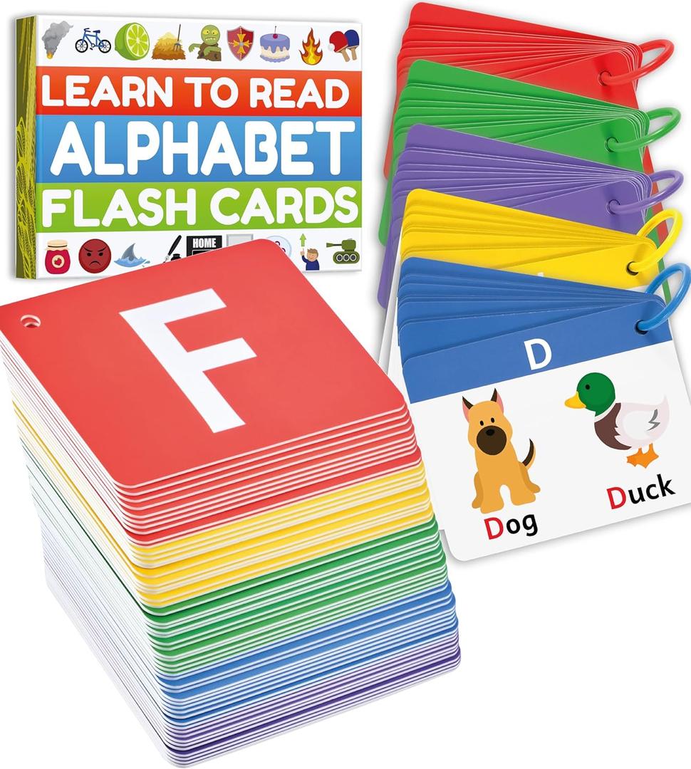 THE BAMBINO TREE Alphabet Flash Cards - Thick ABC Flash Cards for Kids Ages 3-6 - Lowercase & Uppercase Letter Recognition Learning Game