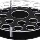 Peacoblue 25 Shot Glass Holder Tray with Heavy Base-Black, Clear Bar Circular Acrylic Cups Tray Holder Organizer with Central Bottle Slot Display Case for Parties, Clubs & Home Bars