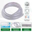 20FT 1" ID x 1.25" OD Steel Wire Suction Hose PVC Reinforced Tubing High Pressure Flexible Vinyl Hose Heavy Duty Clear Vacuum Suction Tube for Dust Collection Drain Fuel